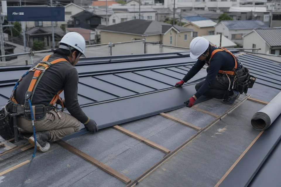 藤岡市 既存屋根材撤去・防水シート更新の施工後写真